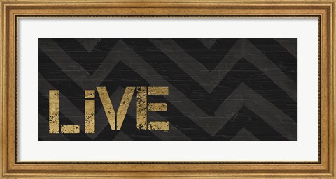 Framed Chevron Sentiments Black/Gold Panel I Print