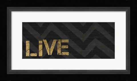Framed Chevron Sentiments Black/Gold Panel I Print