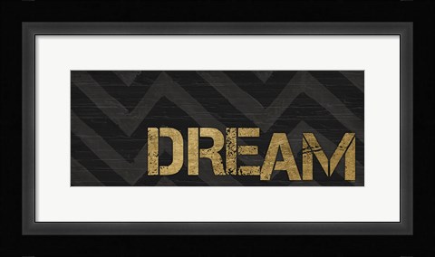 Framed Chevron Sentiments Black/Gold Panel IV Print