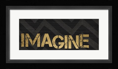 Framed Chevron Sentiments Black/Gold Panel V Print