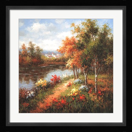 Framed Poppies and Stream Print