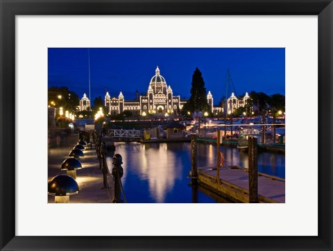 Framed Canada, British Columbia, Victoria, Inner Harbor at Dusk Print