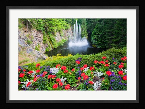 Framed Butchart Gardens Water Fall, Victoria, British Columbia, Canada Print