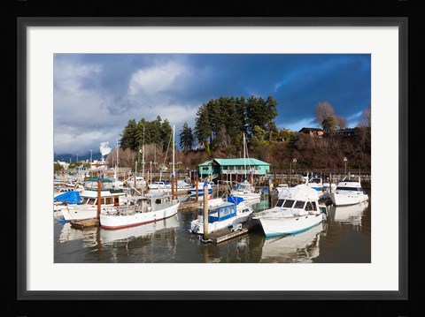 Framed Port Alberni, Harbor Quay Marina, Vancouver Island, British Columbia, Canada Print