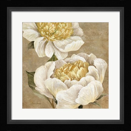Framed Up Close Cream Peony Print