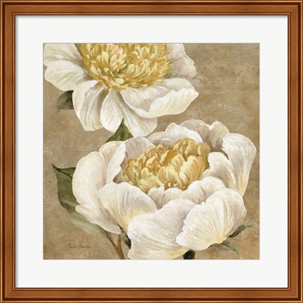 Framed Up Close Cream Peony Print