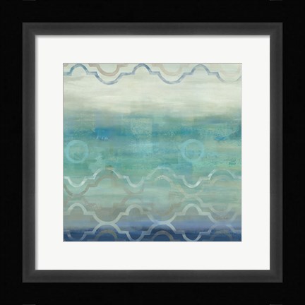 Framed Abstract Waves Blue/Gray I Print