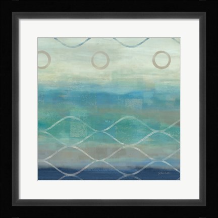 Framed Abstract Waves Blue/Gray II Print