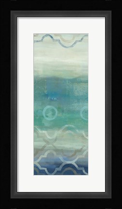 Framed Abstract Waves Blue/Gray Panel I Print