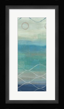 Framed Abstract Waves Blue/Gray Panel II Print
