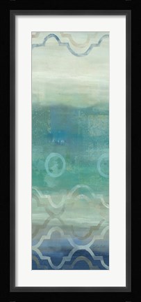 Framed Abstract Waves Blue/Gray Panel I Print