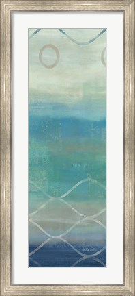 Framed Abstract Waves Blue/Gray Panel II Print