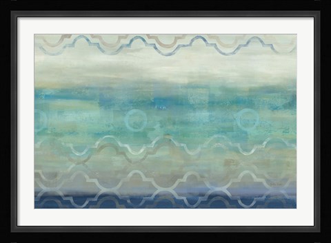 Framed Abstract Waves Blue/Gray Print