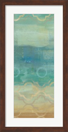 Framed Abstract Waves Blue Panel I Print