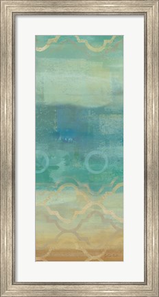 Framed Abstract Waves Blue Panel I Print