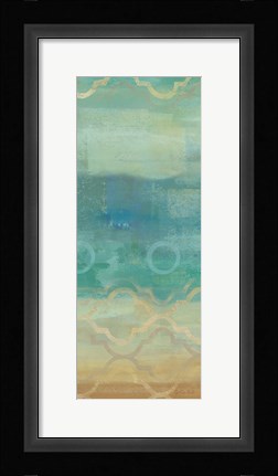 Framed Abstract Waves Blue Panel I Print