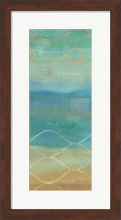 Framed Abstract Waves Blue Panel II Print