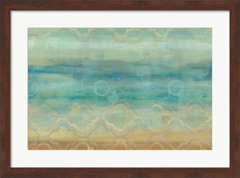 Framed Abstract Waves Blue Print