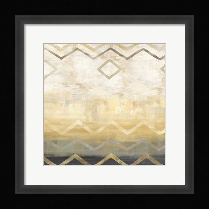 Framed Abstract Waves Black/Gold I Print