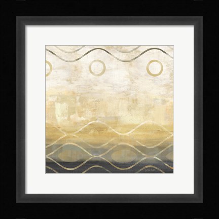 Framed Abstract Waves Black/Gold II Print