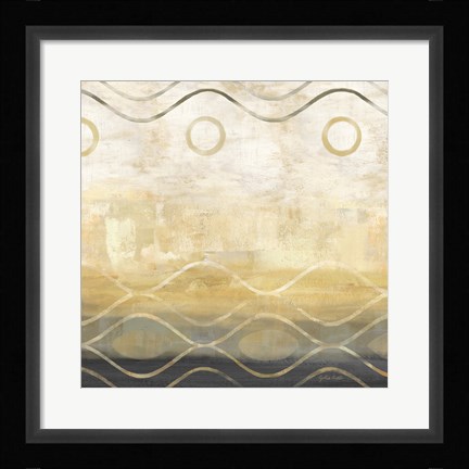 Framed Abstract Waves Black/Gold II Print
