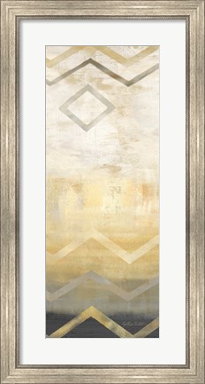 Framed Abstract Waves Black/Gold Panel I Print