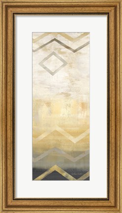 Framed Abstract Waves Black/Gold Panel I Print