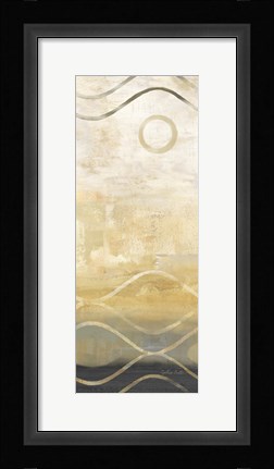 Framed Abstract Waves Black/Gold Panel II Print