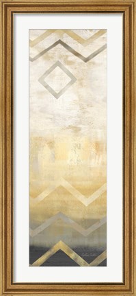 Framed Abstract Waves Black/Gold Panel III Print