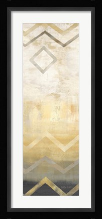 Framed Abstract Waves Black/Gold Panel III Print