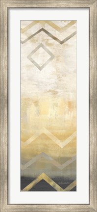 Framed Abstract Waves Black/Gold Panel III Print