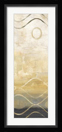 Framed Abstract Waves Black/Gold Panel IV Print