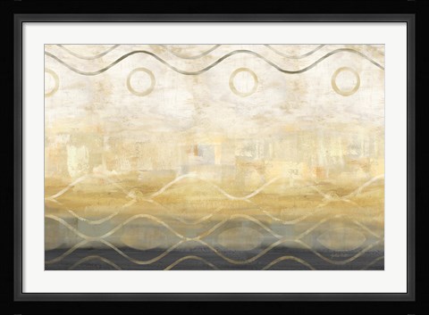 Framed Abstract Waves Black/Gold Print