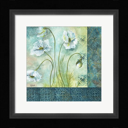 Framed White Poppy Garden II Print