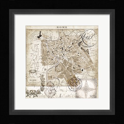 Framed Euro Map II - Rome Print