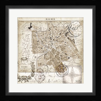 Framed Euro Map II - Rome Print