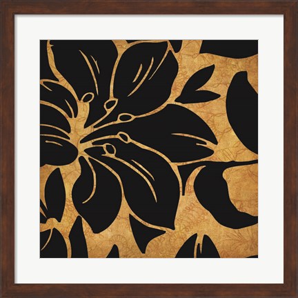Framed Black and Gold Flora 1 Print