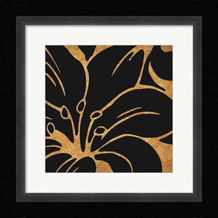 Framed Black and Gold Flora 3 Print