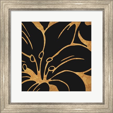 Framed Black and Gold Flora 3 Print