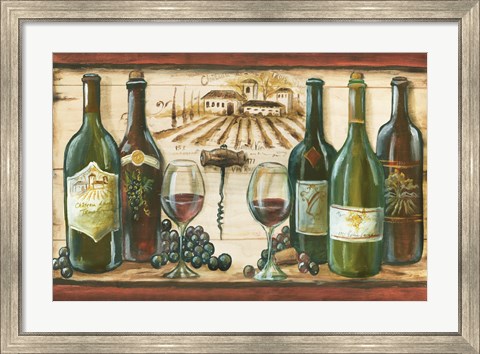 Framed Wooden Wine Landscape Print