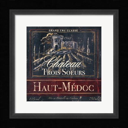 Framed Grand Vin Wine Label I Print