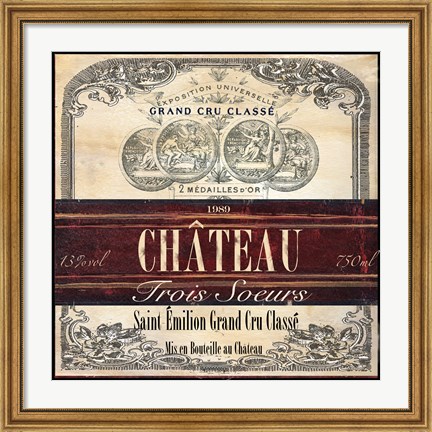 Framed Grand Vin Wine Label II Print