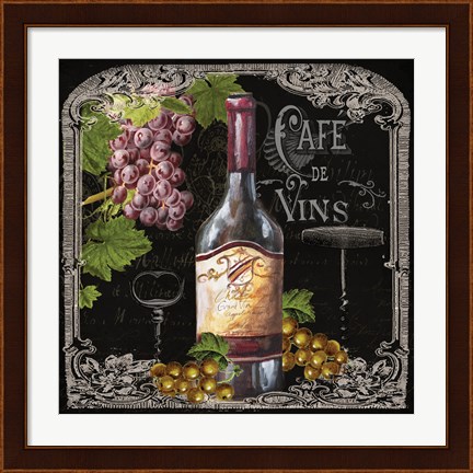 Framed Cafe de Vins Wine I Print