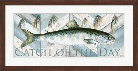 Framed Fishing Sign I Print