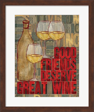 Framed Printers Block Wine and Friends I Print