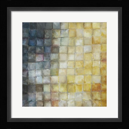 Framed Yellow Gray Mosaics I Print