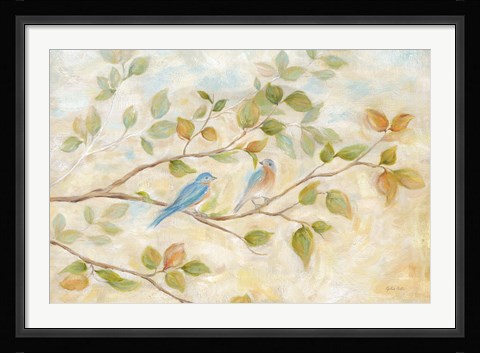 Framed Blue Birds Branch Print