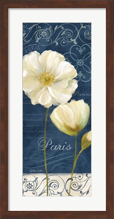 Framed Paris Poppies Navy Blue Panel I Print