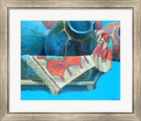 Framed Blue Pots 3 Print