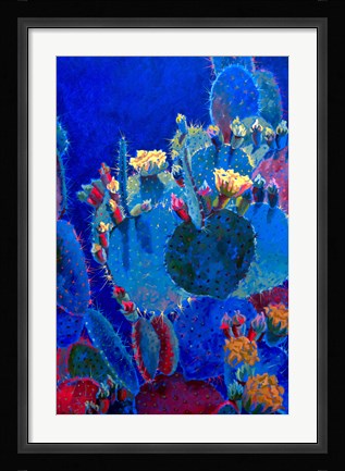 Framed Prickly Pear Blue Print